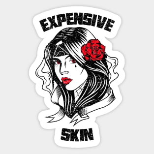 Expensive Skin Girl With A Rose Tattoo Lover Sticker